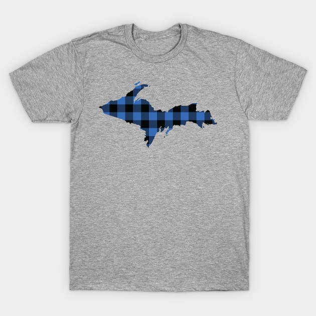 Upper Peninsula of Michigan Blue Flannel State T-Shirt by DoctorWatsonDesigns